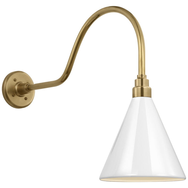 Visual Comfort Signature TOB 2802HAB/S10-WHT LED Barn Light, Hand-Rubbed Antique Brass