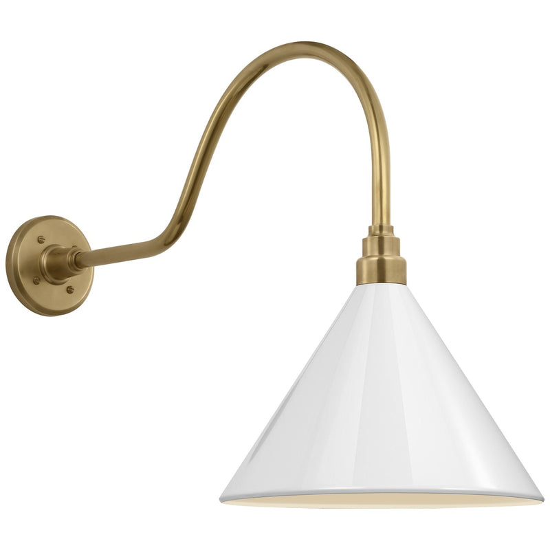 Visual Comfort Signature TOB 2802HAB/S11-WHT LED Barn Light, Hand-Rubbed Antique Brass