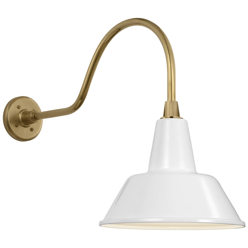 Visual Comfort Signature TOB 2802HAB/S1-WHT LED Barn Light, Hand-Rubbed Antique Brass
