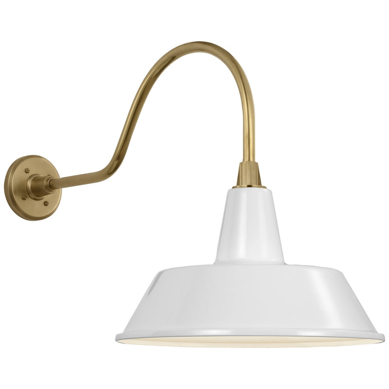 Visual Comfort Signature TOB 2802HAB/S2-WHT LED Barn Light, Hand-Rubbed Antique Brass
