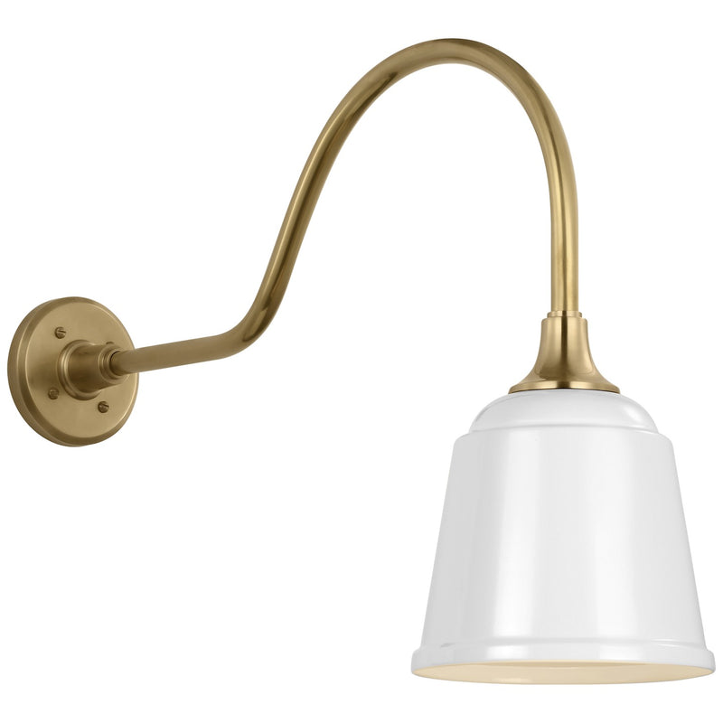 Visual Comfort Signature TOB 2802HAB/S5-WHT LED Barn Light, Hand-Rubbed Antique Brass