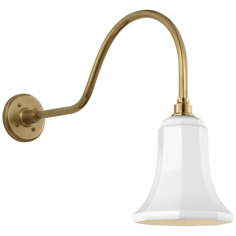 Visual Comfort Signature TOB 2802HAB/S8-WHT LED Barn Light, Hand-Rubbed Antique Brass