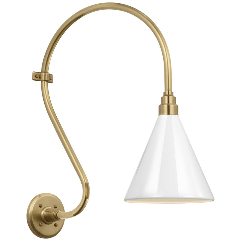Visual Comfort Signature TOB 2804HAB/S10-WHT LED Barn Light, Hand-Rubbed Antique Brass