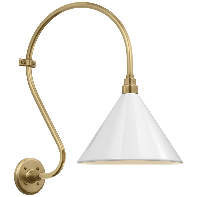 Visual Comfort Signature TOB 2804HAB/S11-WHT LED Barn Light, Hand-Rubbed Antique Brass