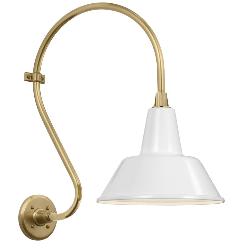 Visual Comfort Signature TOB 2804HAB/S1-WHT LED Barn Light, Hand-Rubbed Antique Brass