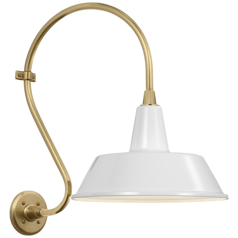 Visual Comfort Signature TOB 2804HAB/S2-WHT LED Barn Light, Hand-Rubbed Antique Brass