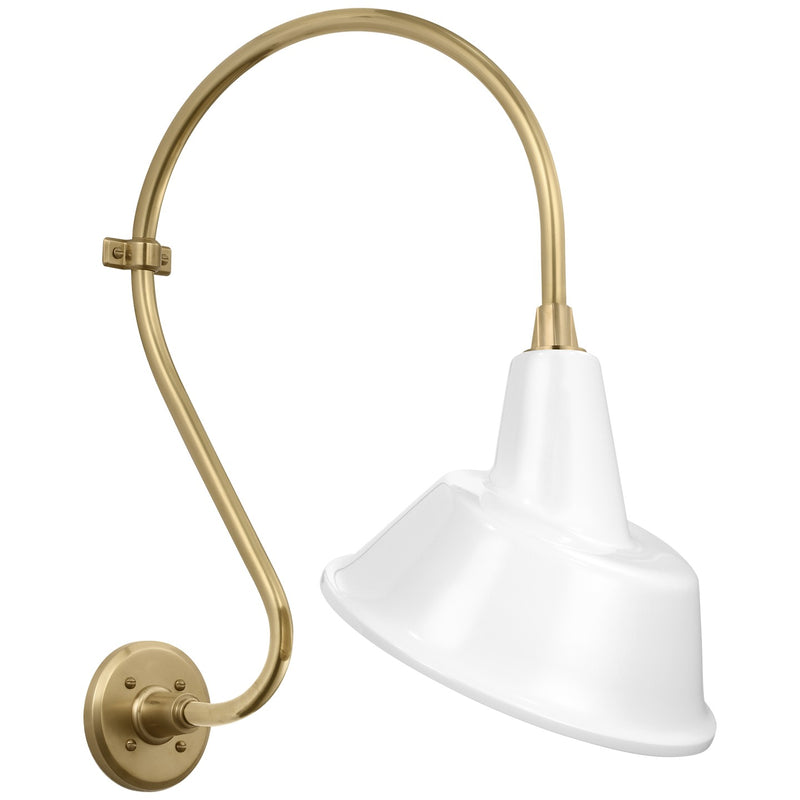 Visual Comfort Signature TOB 2804HAB/S3-WHT LED Barn Light, Hand-Rubbed Antique Brass