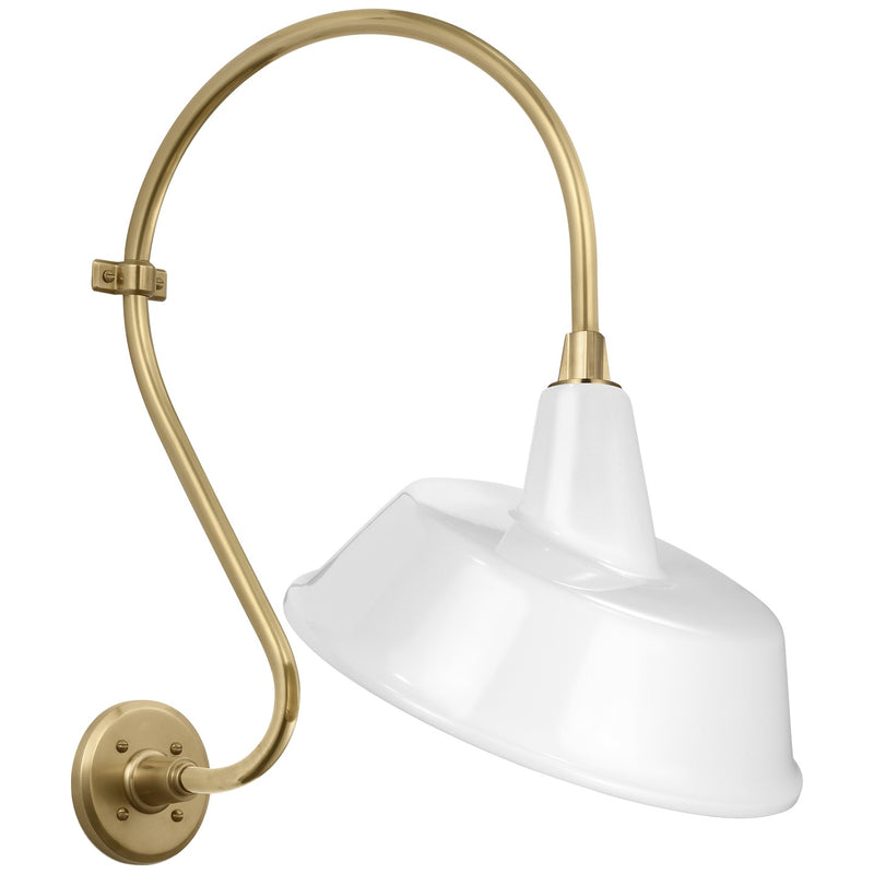 Visual Comfort Signature TOB 2804HAB/S4-WHT LED Barn Light, Hand-Rubbed Antique Brass