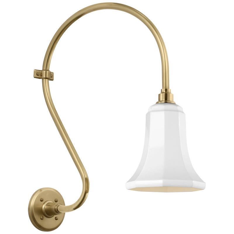 Visual Comfort Signature TOB 2804HAB/S8-WHT LED Barn Light, Hand-Rubbed Antique Brass