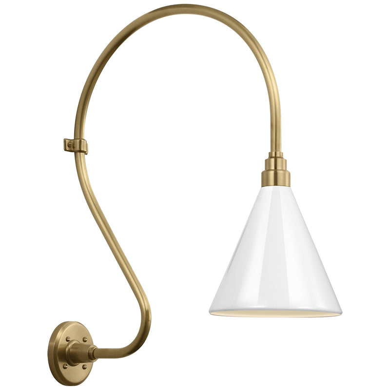 Visual Comfort Signature TOB 2805HAB/S10-WHT LED Barn Light, Hand-Rubbed Antique Brass