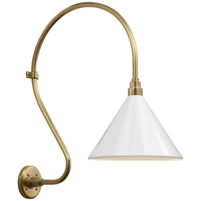 Visual Comfort Signature TOB 2805HAB/S11-WHT LED Barn Light, Hand-Rubbed Antique Brass