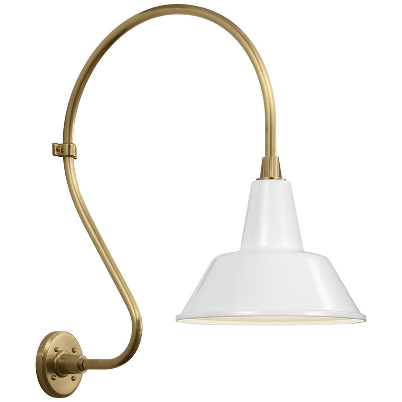 Visual Comfort Signature TOB 2805HAB/S1-WHT LED Barn Light, Hand-Rubbed Antique Brass