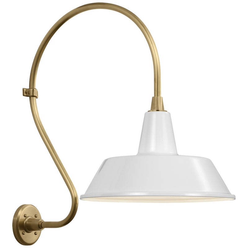 Visual Comfort Signature TOB 2805HAB/S2-WHT LED Barn Light, Hand-Rubbed Antique Brass