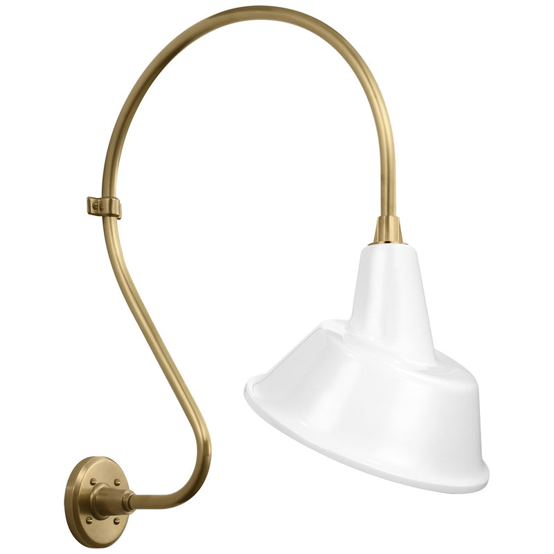 Visual Comfort Signature TOB 2805HAB/S3-WHT LED Barn Light, Hand-Rubbed Antique Brass
