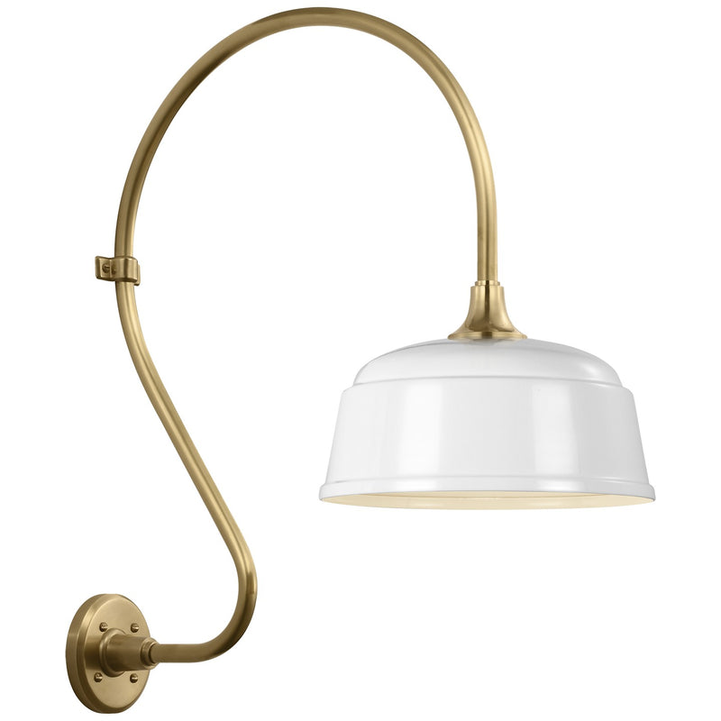Visual Comfort Signature TOB 2805HAB/S6-WHT LED Barn Light, Hand-Rubbed Antique Brass