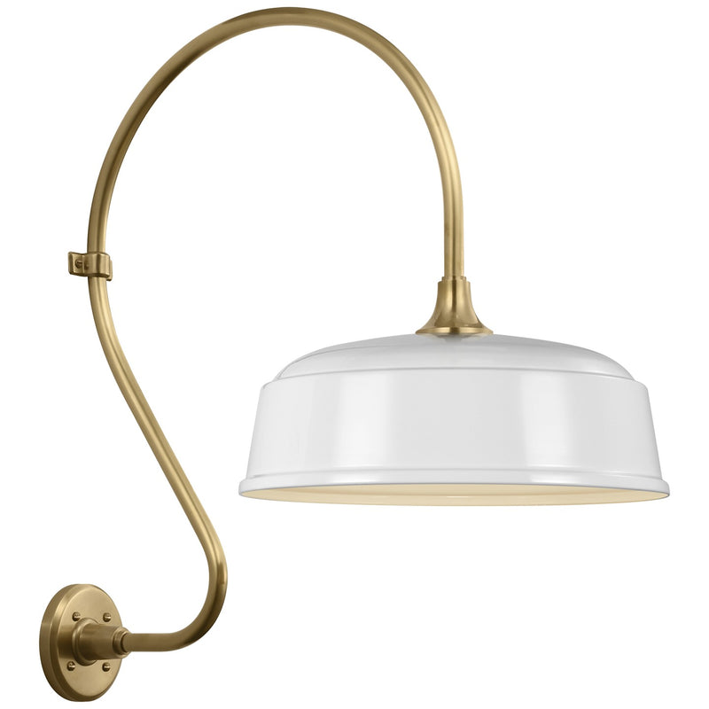 Visual Comfort Signature TOB 2805HAB/S7-WHT LED Barn Light, Hand-Rubbed Antique Brass