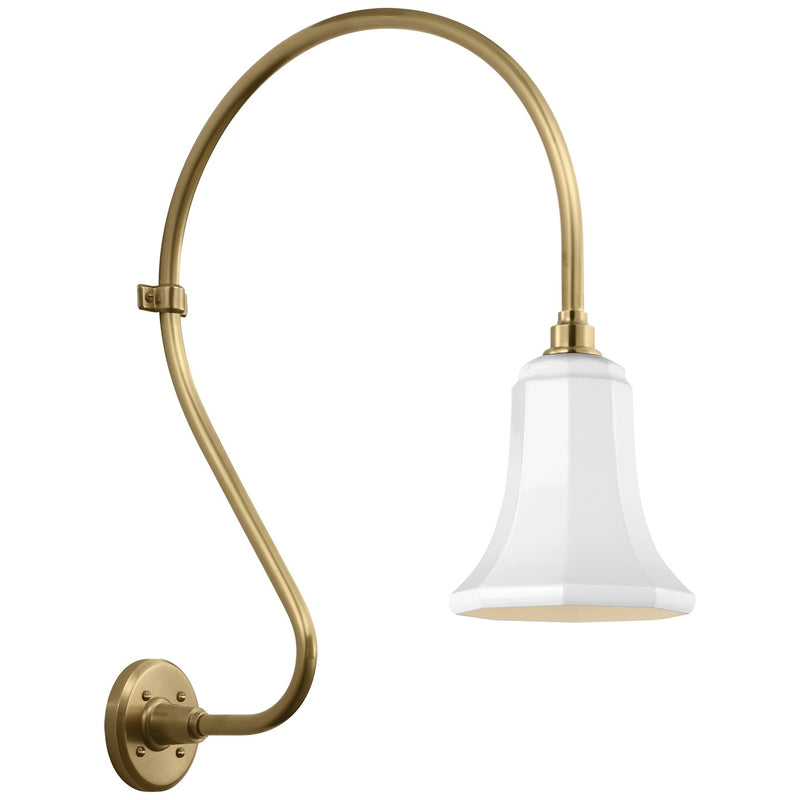 Visual Comfort Signature TOB 2805HAB/S8-WHT LED Barn Light, Hand-Rubbed Antique Brass