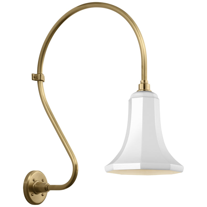Visual Comfort Signature TOB 2805HAB/S9-WHT LED Barn Light, Hand-Rubbed Antique Brass