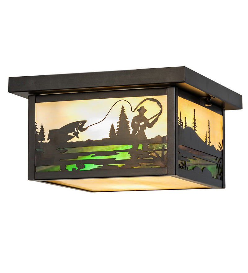 Meyda Tiffany 286069 Two Light Flush Mount, Craftsman Brown