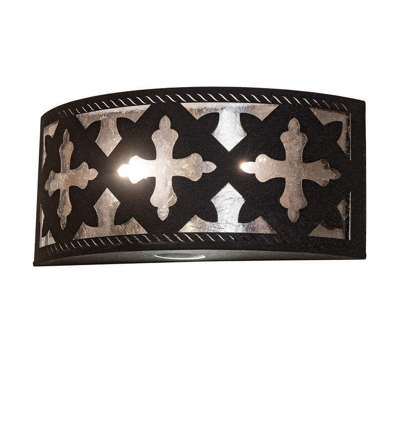 Meyda Tiffany 288245 Three Light Wall Sconce, Black Cracked Ice