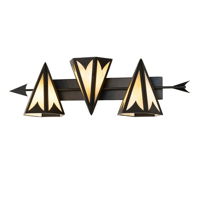 Meyda Tiffany 288567 Three Light Vanity, Black Satin Wrought Iron