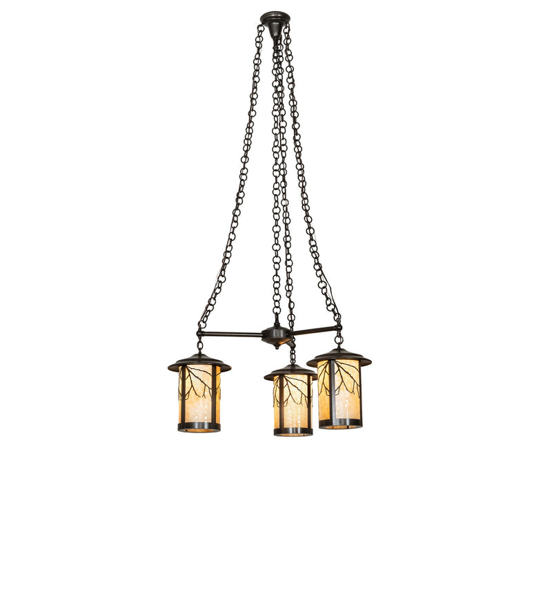 Meyda Tiffany 288585 Three Light Chandelier, Craftsman Brown