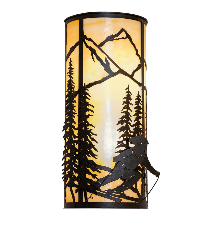 Meyda Tiffany 289356 Two Light Wall Sconce, Black Satin Wrought Iron