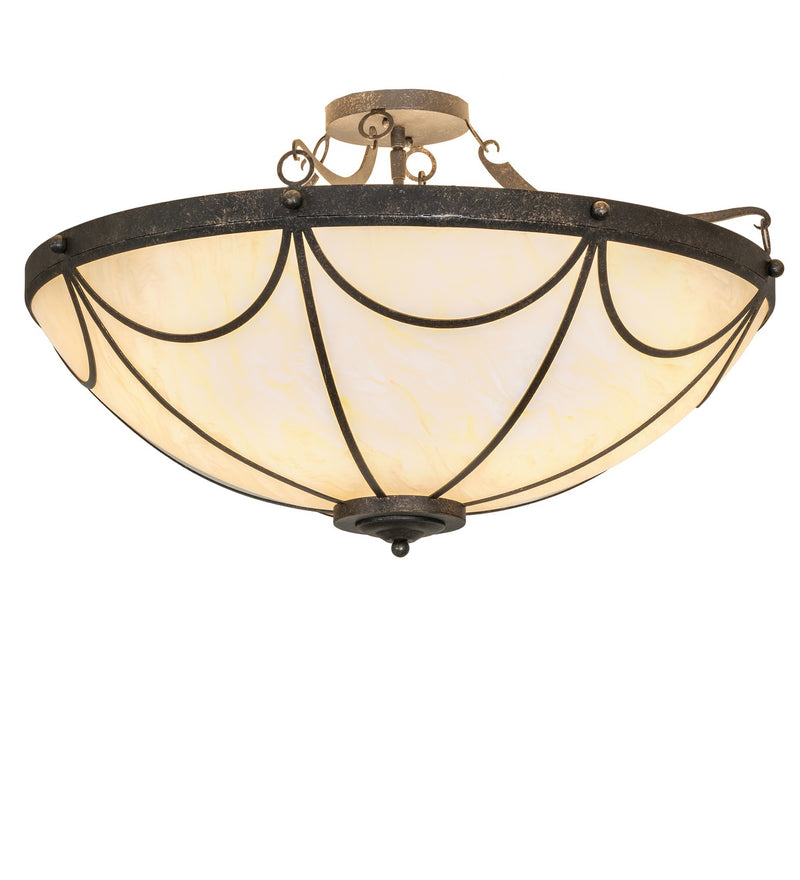 Meyda Tiffany 289613 Six Light Semi-Flush Mount, Golden Bronze