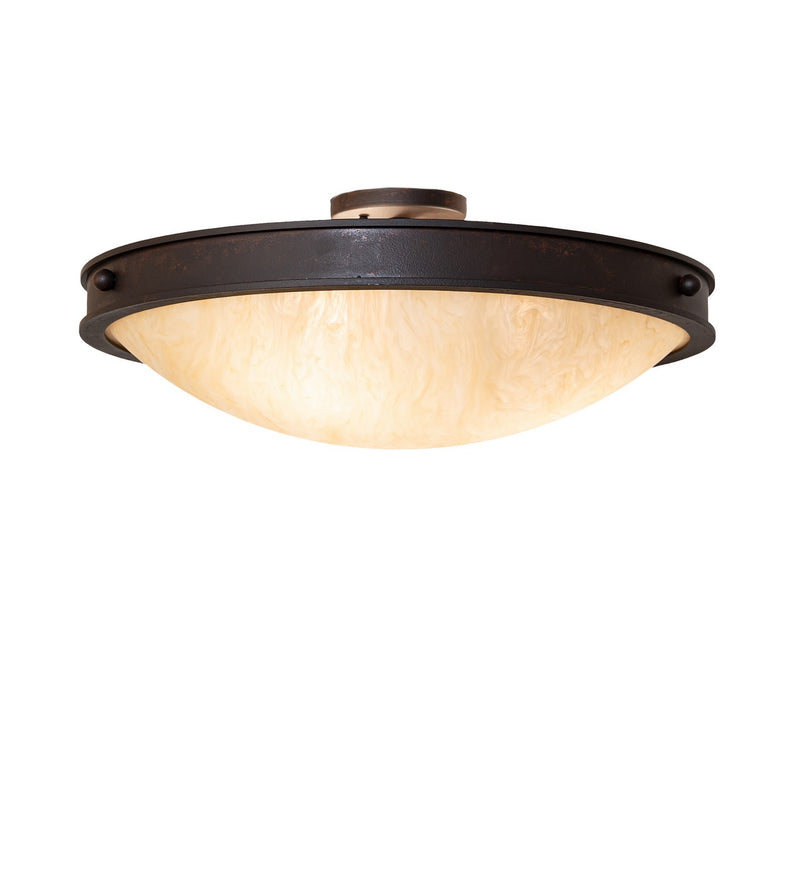 Meyda Tiffany 289934 Three Light Flush Mount, Rusty Nail