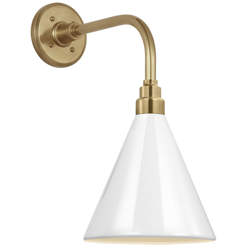 Visual Comfort Signature TOB 2808HAB/S10-WHT LED Barn Light, Hand-Rubbed Antique Brass