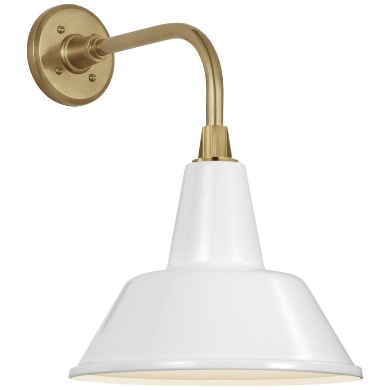 Visual Comfort Signature TOB 2808HAB/S1-WHT LED Barn Light, Hand-Rubbed Antique Brass