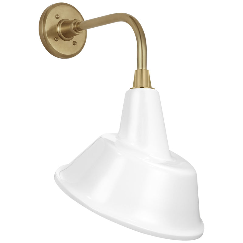 Visual Comfort Signature TOB 2808HAB/S3-WHT LED Barn Light, Hand-Rubbed Antique Brass
