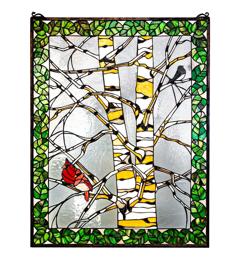 Meyda Tiffany 293688 Window, Craftsman Brown W/ Handpainted Birds