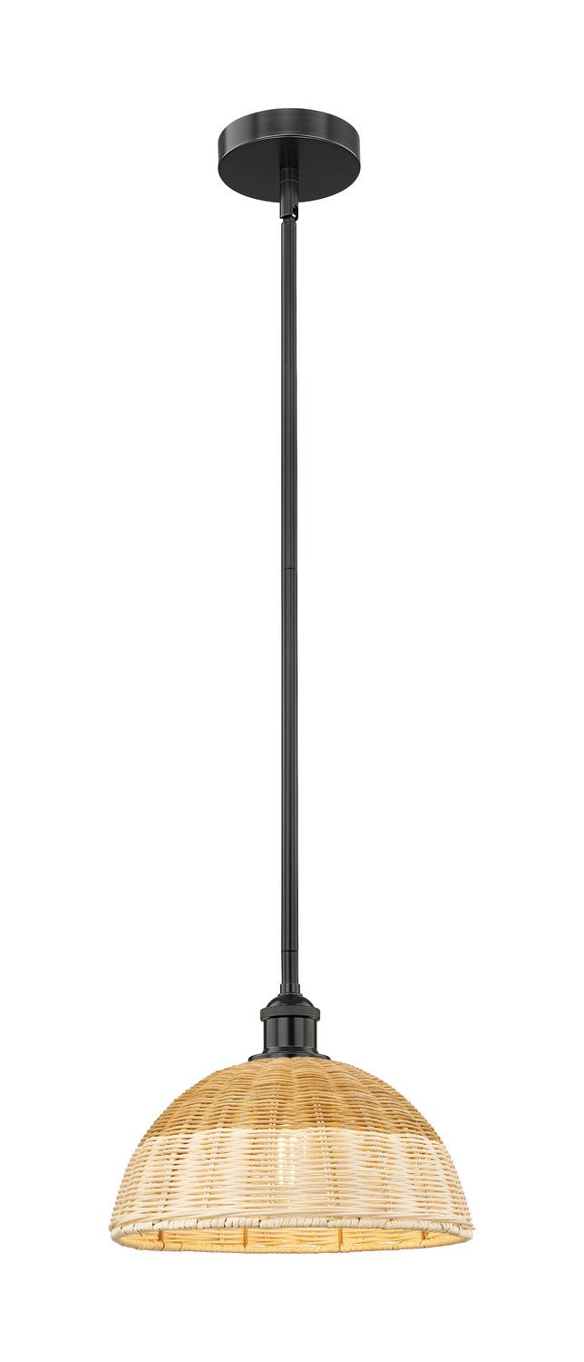 Innovations 616-1S-BK-NBD2-12-NAT One Light Mini Pendant, Matte Black