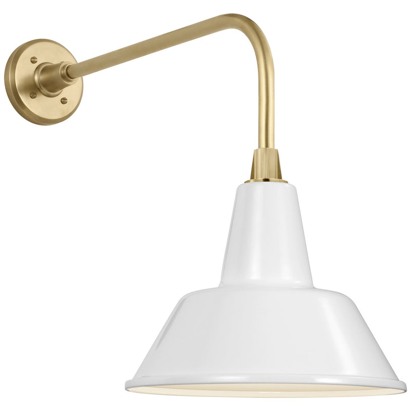 Visual Comfort Signature TOB 2809HAB/S1-WHT LED Barn Light, Hand-Rubbed Antique Brass
