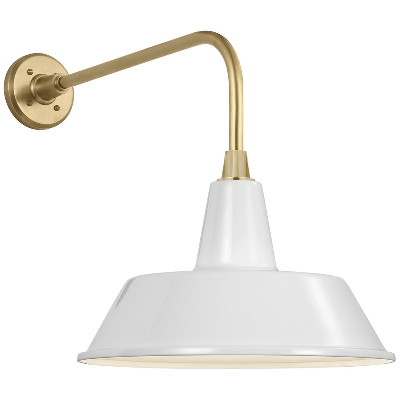 Visual Comfort Signature TOB 2809HAB/S2-WHT LED Barn Light, Hand-Rubbed Antique Brass