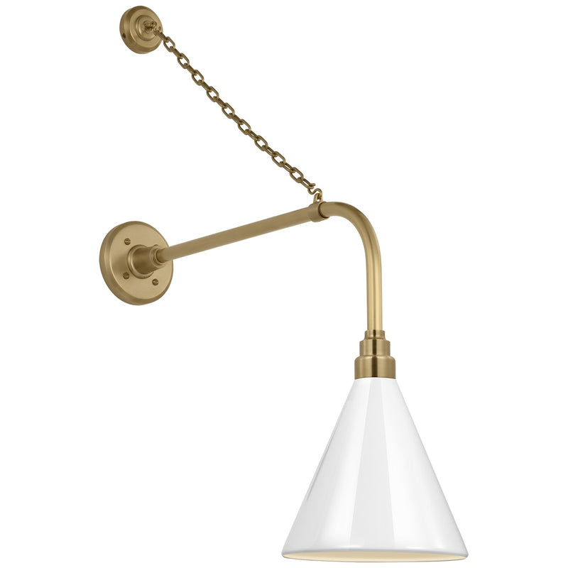 Visual Comfort Signature TOB 2810HAB/S10-WHT LED Barn Light, Hand-Rubbed Antique Brass