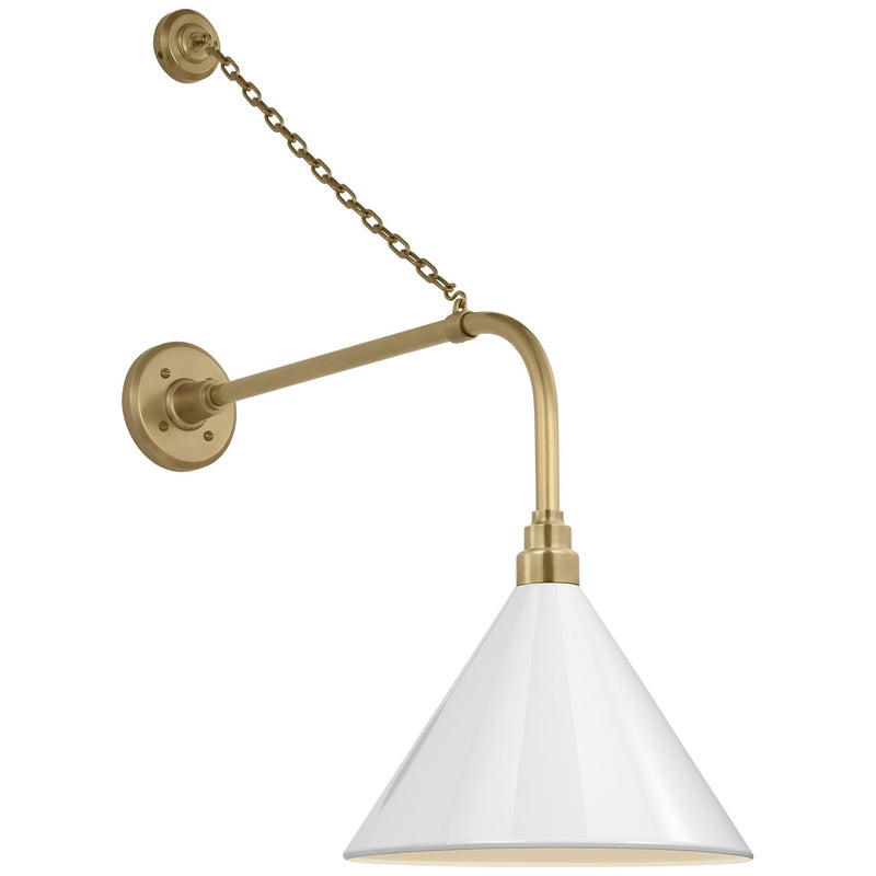 Visual Comfort Signature TOB 2810HAB/S11-WHT LED Barn Light, Hand-Rubbed Antique Brass
