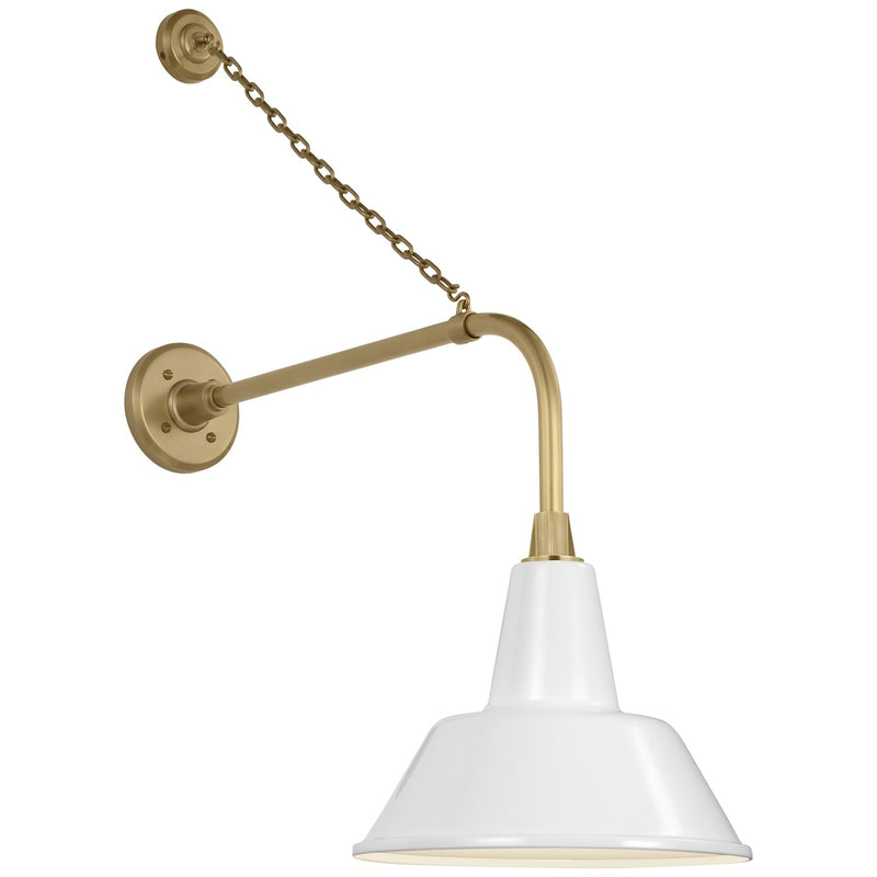Visual Comfort Signature TOB 2810HAB/S1-WHT LED Barn Light, Hand-Rubbed Antique Brass