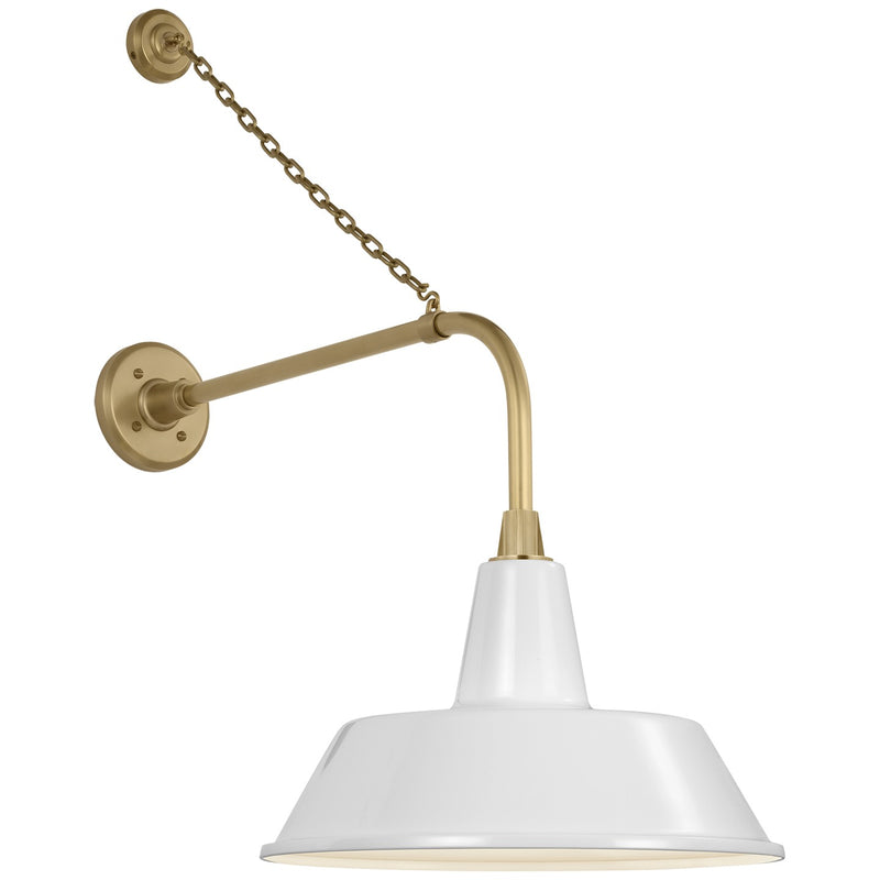 Visual Comfort Signature TOB 2810HAB/S2-WHT LED Barn Light, Hand-Rubbed Antique Brass