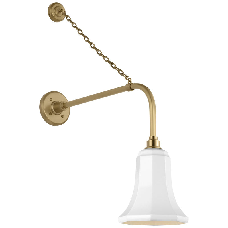 Visual Comfort Signature TOB 2810HAB/S8-WHT LED Barn Light, Hand-Rubbed Antique Brass