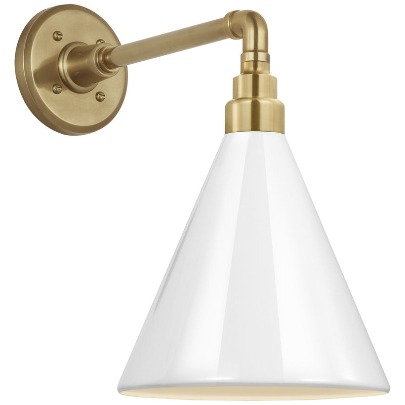 Visual Comfort Signature TOB 2811HAB/S10-WHT LED Barn Light, Hand-Rubbed Antique Brass