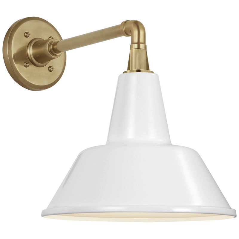 Visual Comfort Signature TOB 2811HAB/S1-WHT LED Barn Light, Hand-Rubbed Antique Brass