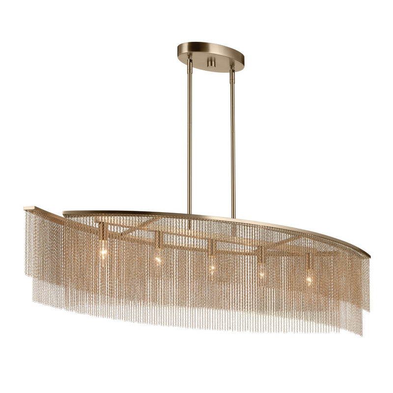 Kichler 52825CPZ Five Light Linear Chandelier, Champagne Bronze