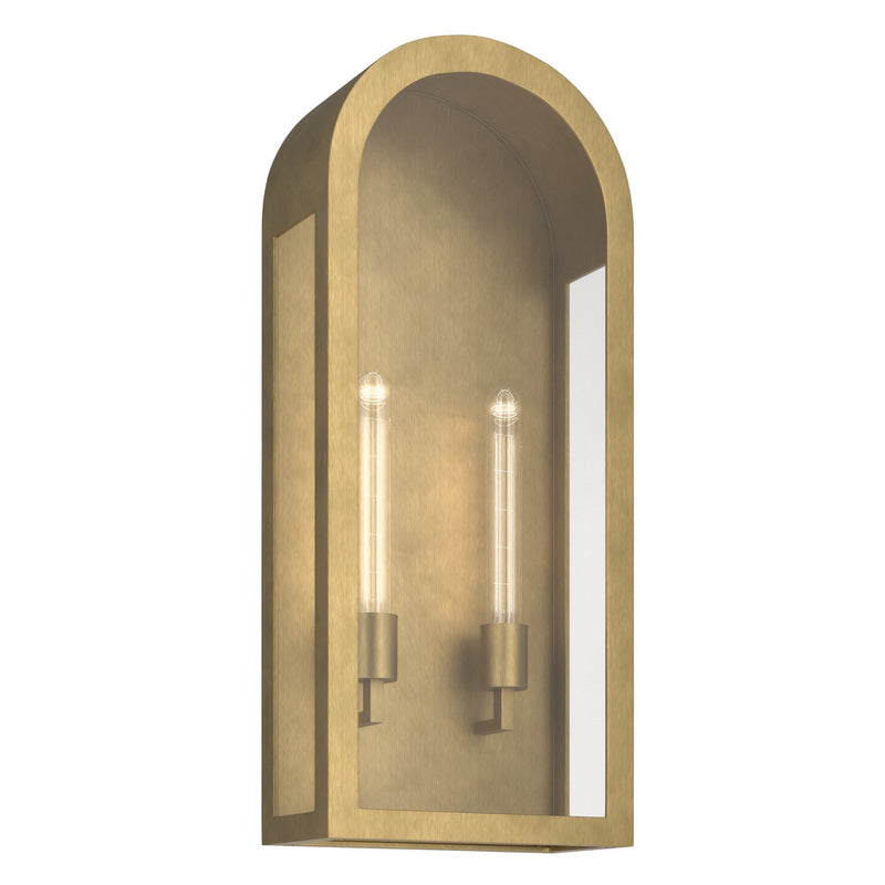 Kichler 59203NBR Two Light Outdoor Wall Mount, Natural Brass