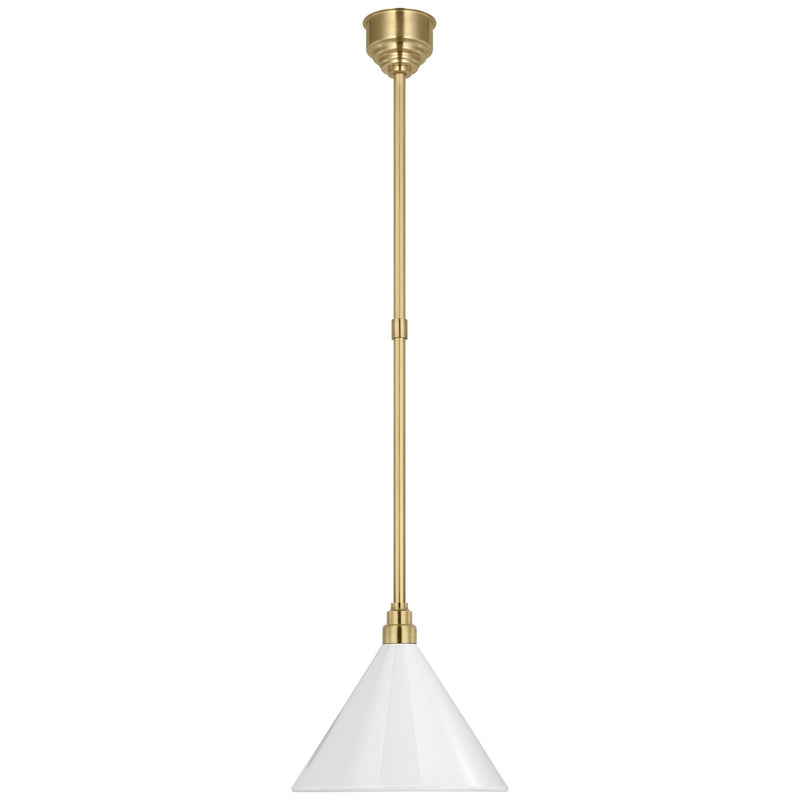 Visual Comfort Signature TOB 5819HAB-WHT LED Pendant, Hand-Rubbed Antique Brass