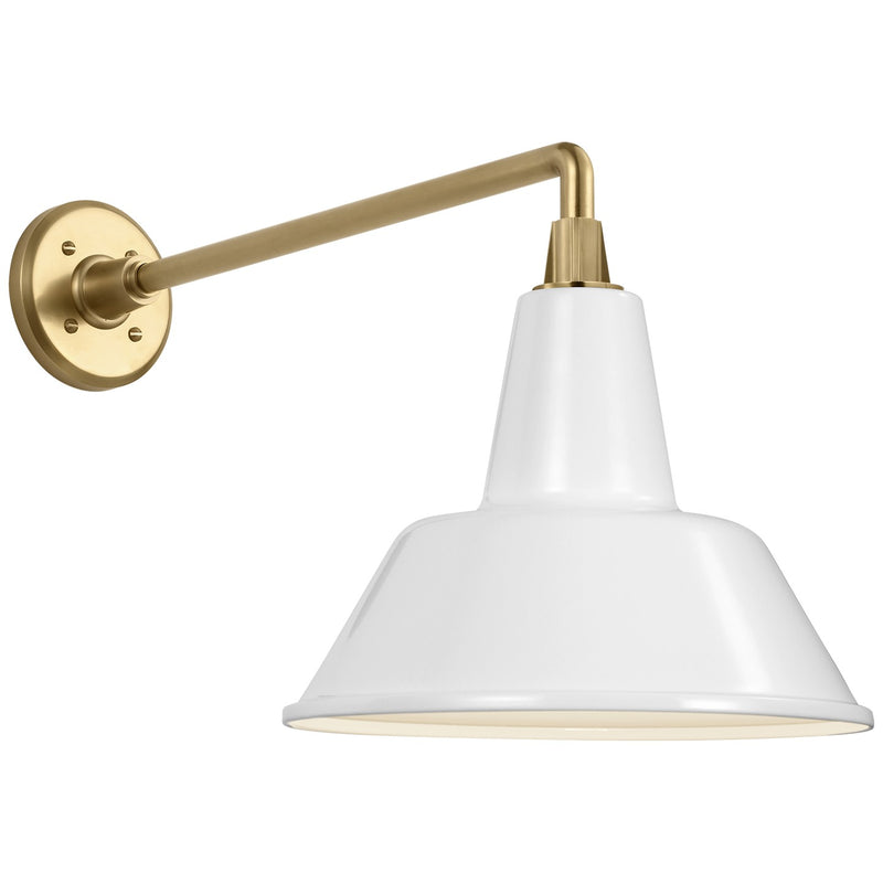 Visual Comfort Signature TOB 2812HAB/S1-WHT LED Barn Light, Hand-Rubbed Antique Brass