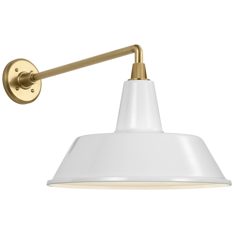 Visual Comfort Signature TOB 2812HAB/S2-WHT LED Barn Light, Hand-Rubbed Antique Brass