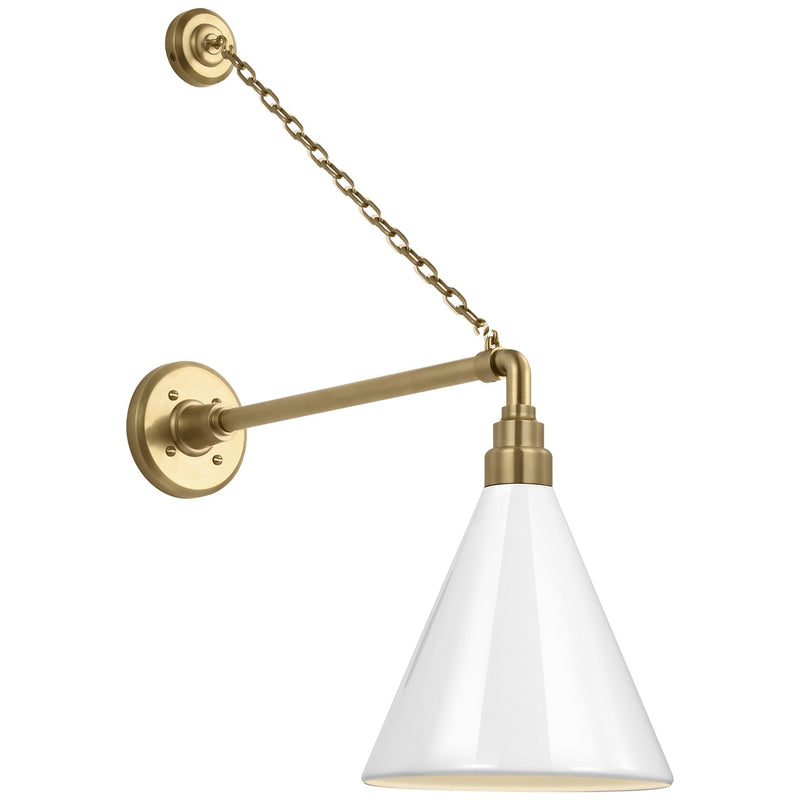 Visual Comfort Signature TOB 2813HAB/S10-WHT LED Barn Light, Hand-Rubbed Antique Brass