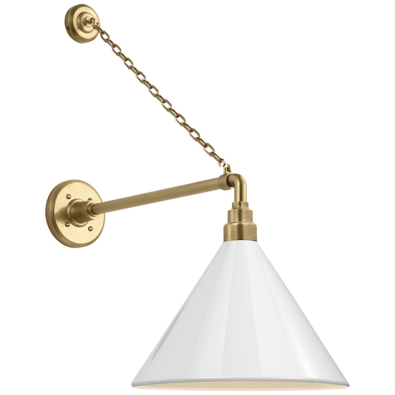 Visual Comfort Signature TOB 2813HAB/S11-WHT LED Barn Light, Hand-Rubbed Antique Brass
